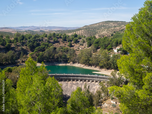 Gaitanejo reservoir and dam near the Royal El Chorro Royal Trail. Spain