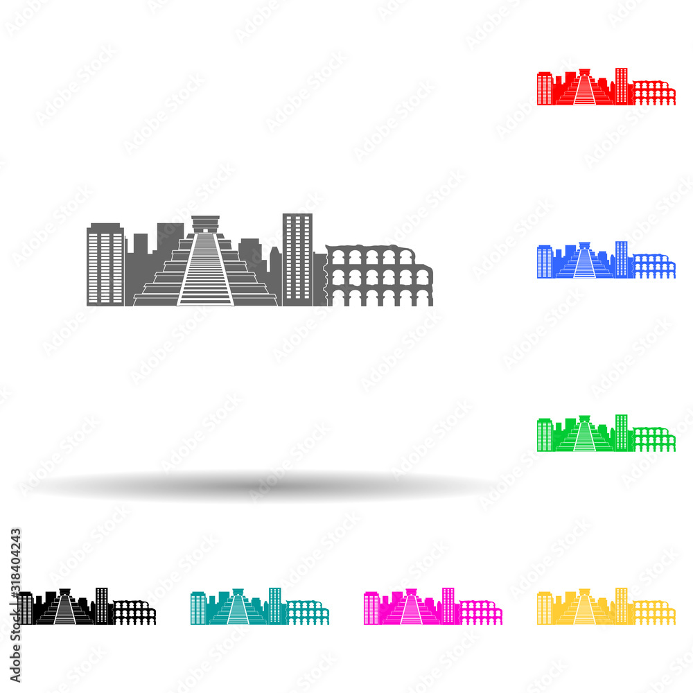 cityscape Mexico City multi color style icon. Simple glyph, flat vector of cityscape icons for ui and ux, website or mobile application