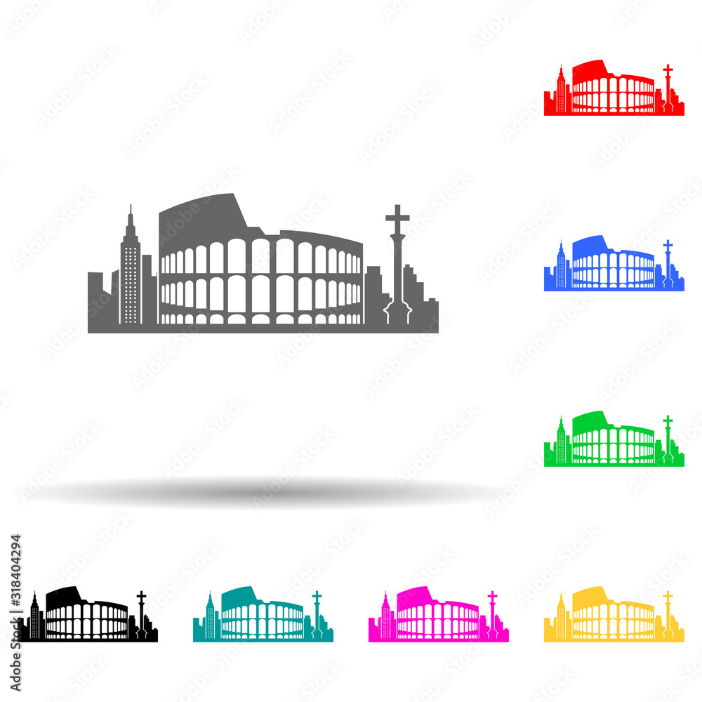 cityscape of Rome multi color style icon. Simple glyph, flat vector of cityscape icons for ui and ux, website or mobile application
