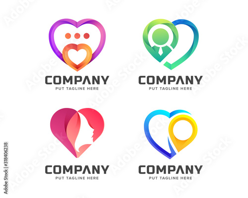 heart love logo collection for company