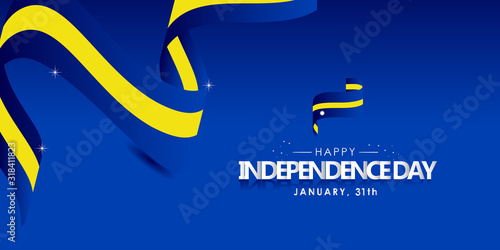 Nauru Independence Day With Ribbon and Flag Vector For Banner Print