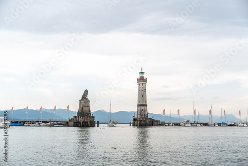 the port of Lindau on the lake of Constance Bodensee Germany