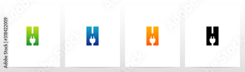 Power Plug On Letter Logo Design H