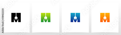 Power Plug On Letter Logo Design M