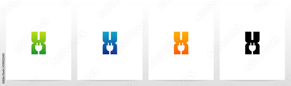 Obraz premium Power Plug On Letter Logo Design X