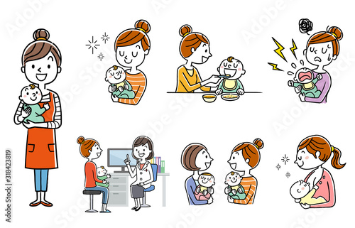 People set: parenting, parent and child, lifestyle