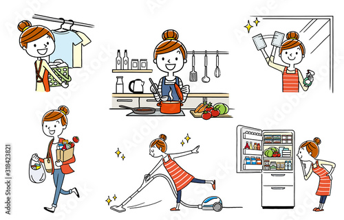 People set: housewife, housework, lifestyle