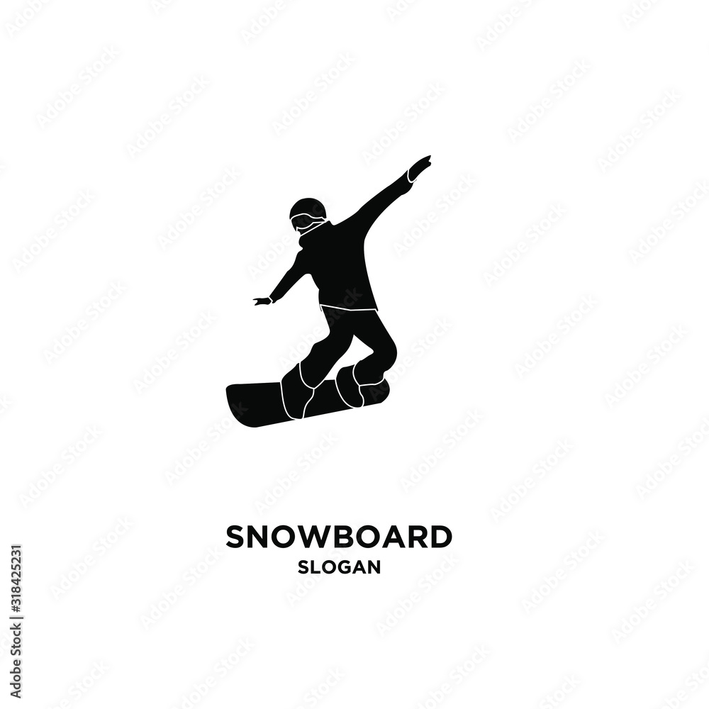 Naklejka premium Snowboard player silhouette black logo icon design