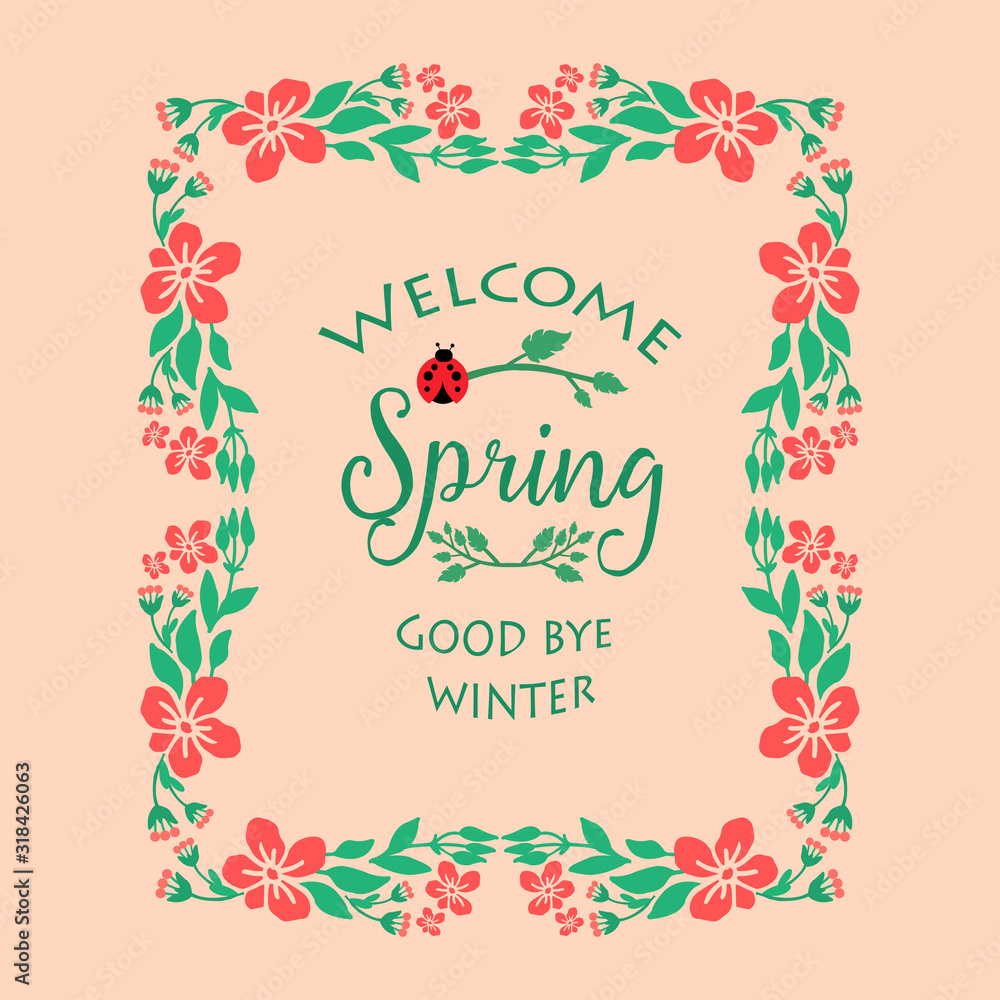 Antique Shape of welcome spring card template, with cute leaf and flower frame. Vector Antique Shape of welcome spring card template, with cute leaf and flower frame. Vector
