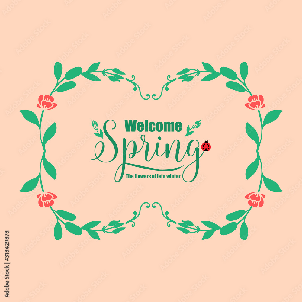 Unique Decoration of leaf and floral frame, for welcome spring greeting card design. Vector