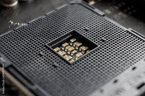 computer microcircuit on an electronic board, macro photo