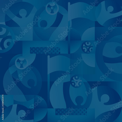  2024 European Football Championship abstract background blue geometric seamless pattern Europe Champion League soccer competition sports elements award cup soccer games ball funs vector