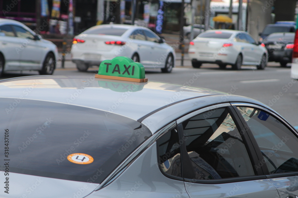A taxi at Suwon in Korea A taxi at Suwon in Korea