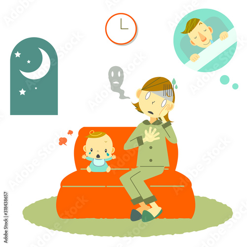 夜泣き　育児　お母さん