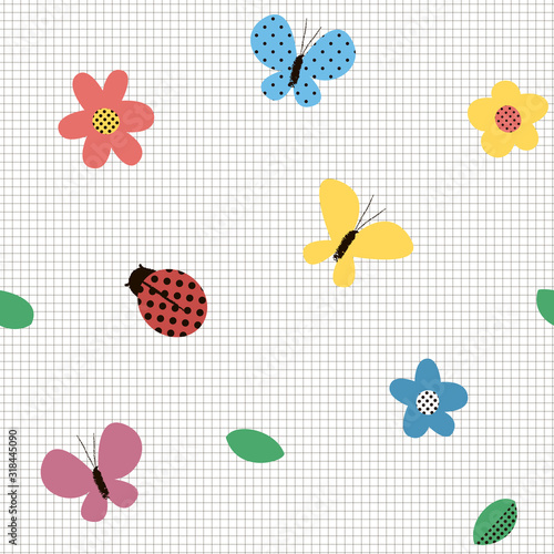 Cute flower and butterfly pattern