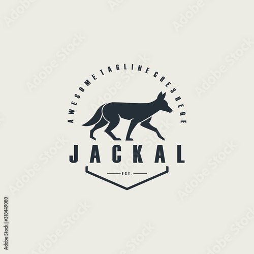 Vector Logo Illustration Golden jackal Walking Emblem photo