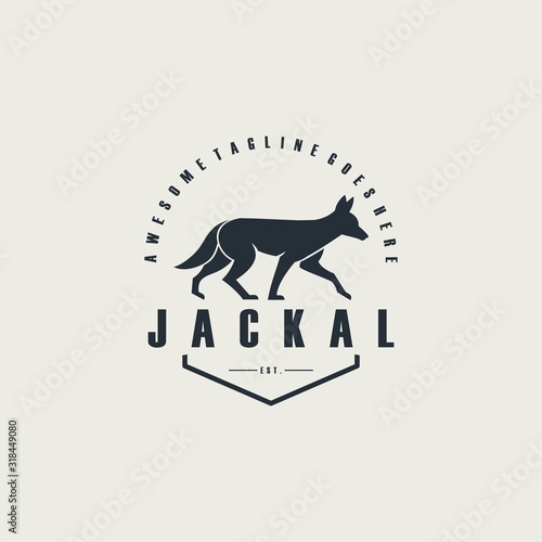 Vector Logo Illustration Golden jackal Walking Emblem