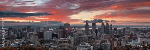 Montreal sunrise city skyline panorama