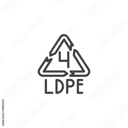 Low-density polyethylene line icon. linear style sign for mobile concept and web design. LDPE 4, industrial marking plastic outline vector icon. Symbol, logo illustration. Vector graphics