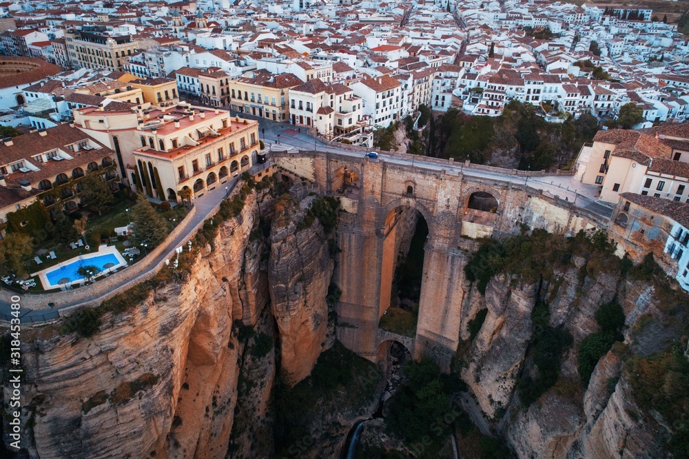 New Bridge aerial view in Ronda
