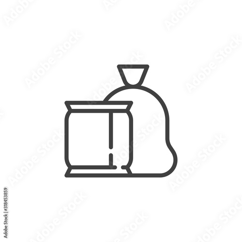 Garbage bag line icon. linear style sign for mobile concept and web design. Plastic trash bags outline vector icon. Symbol, logo illustration. Vector graphics