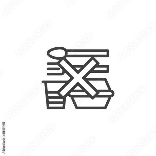 No disposable tableware line icon. linear style sign for mobile concept and web design. No plastic dishes outline vector icon. Symbol, logo illustration. Vector graphics