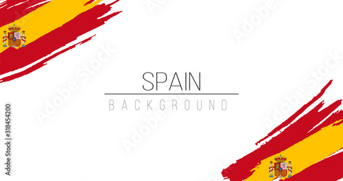 Spain flag brush style background with stripes. Stock vector illustration isolated on white background.