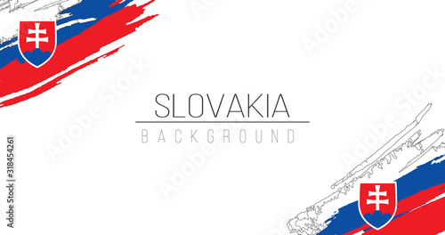 Slovakia flag brush style background with stripes. Stock vector illustration isolated on white background. photo