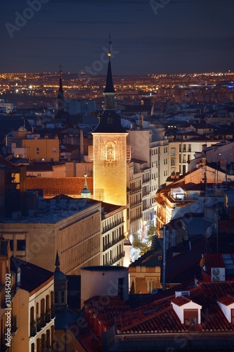 Madrid rooftop view at night