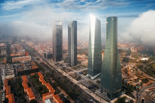 Madrid financial business district aerial view