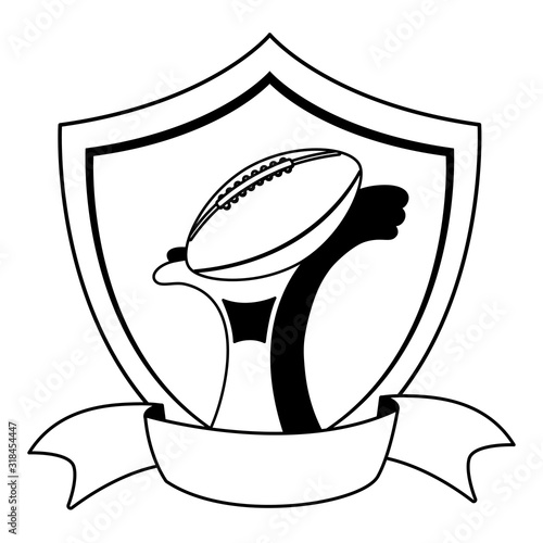 american football award with ribbon on shield