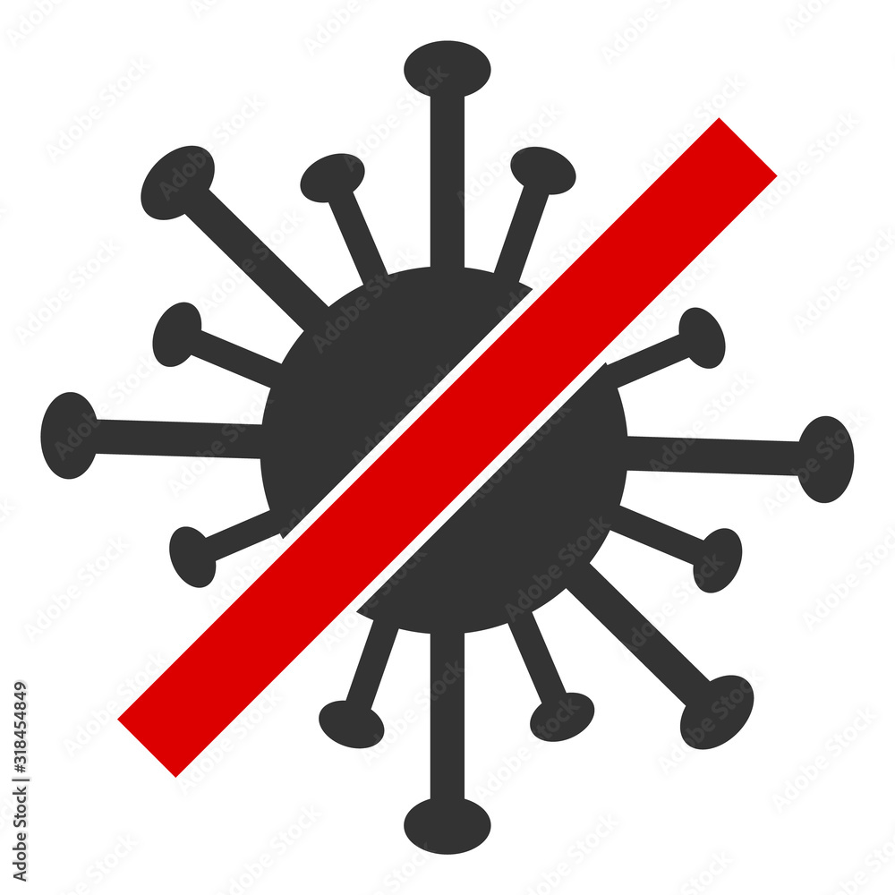 No coronavirus vector icon. Flat No coronavirus symbol is isolated on a white background. No coronavirus vector icon. Flat No coronavirus symbol is isolated on a white background.