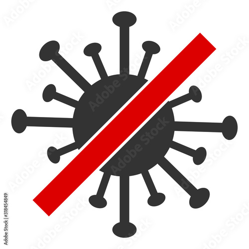 No coronavirus vector icon. Flat No coronavirus symbol is isolated on a white background.