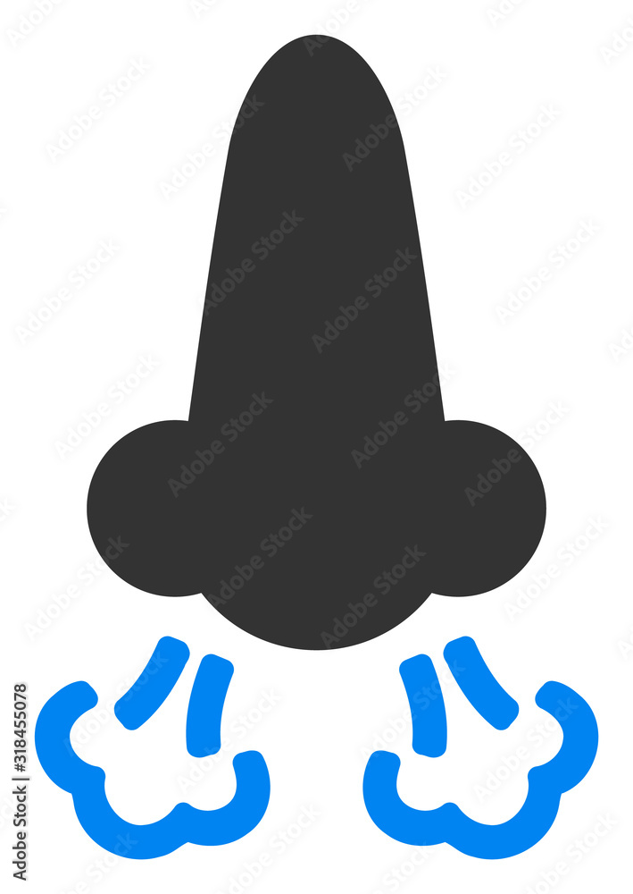 Nose breath vector icon. Flat Nose breath symbol is isolated on a white background. Nose breath vector icon. Flat Nose breath symbol is isolated on a white background.