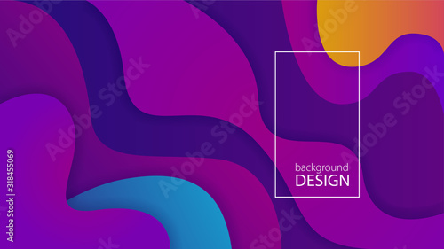Purple fluid background design. Liquid ameoba shapes composition. Funky design posters. Fluid background design abstract ameoba shapes for print or web on purple background.