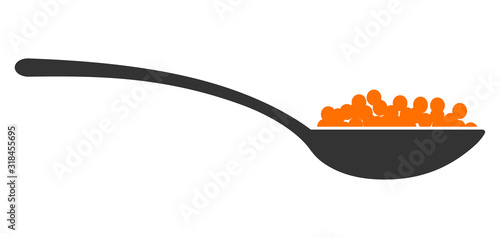 Caviar spoon vector icon. Flat Caviar spoon symbol is isolated on a white background.