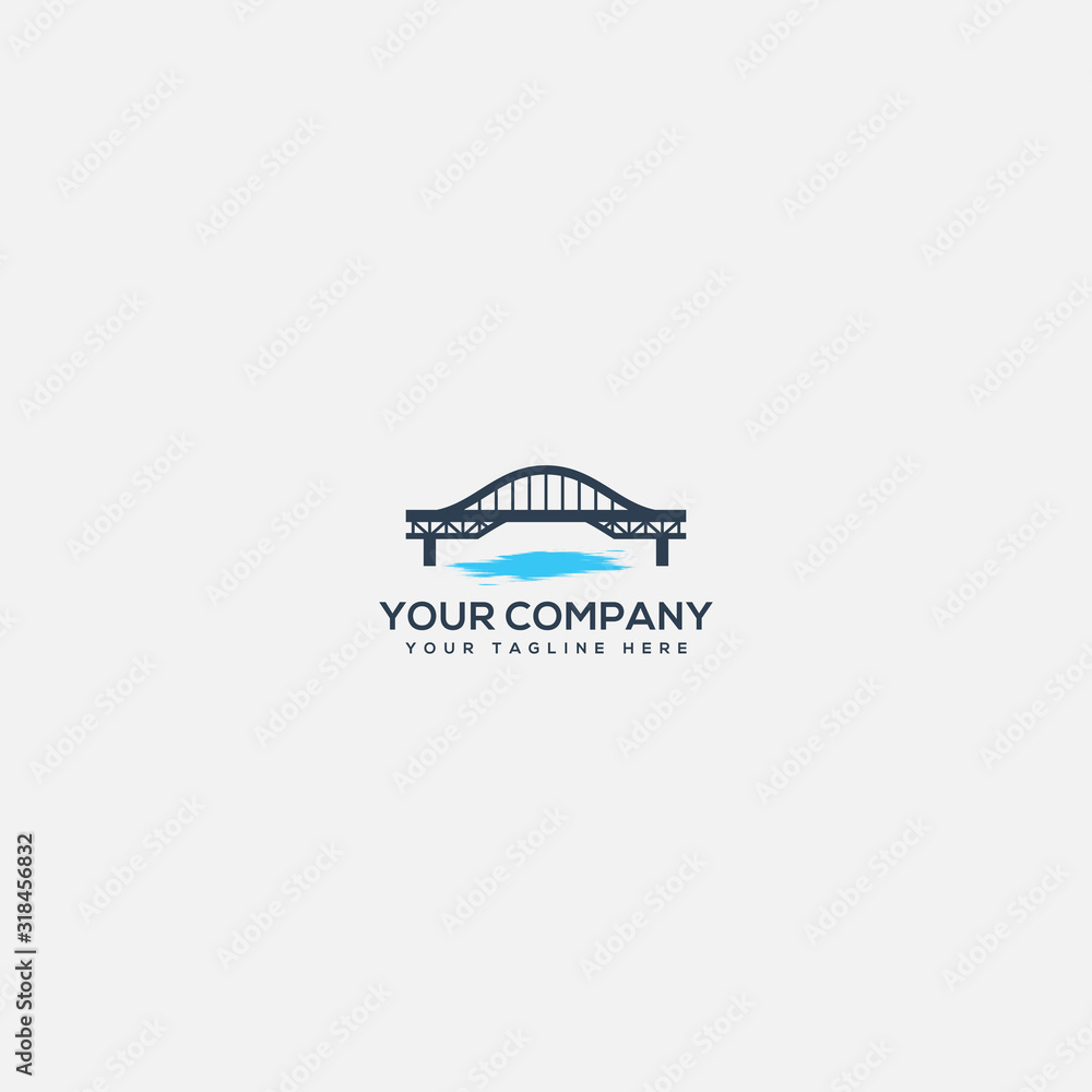 Naklejka premium river and bridge logo simple and modern style