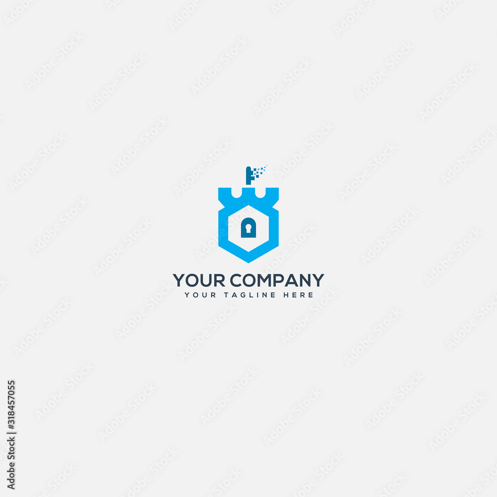 blue kingdom shield logo design and lock digital logo geometric blue kingdom shield logo design and lock digital logo geometric