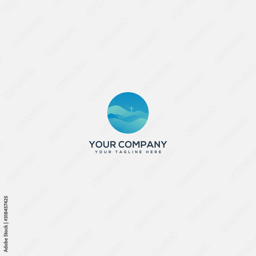 landscape cross logo and mountain blue landscape cross logo and mountain blue