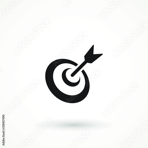 target icon. dart board. archery board. dartboard vector icon. Grey aim, arrow, Idea concept, perfect hit, winner, target goal icon. Success abstract pin logo
