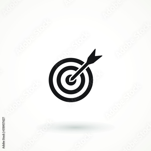 target icon. dart board. archery board. dartboard vector icon. Grey aim, arrow, Idea concept, perfect hit, winner, target goal icon. Success abstract pin logo