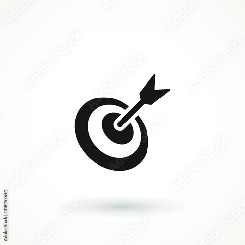 target icon. dart board. archery board. dartboard vector icon. Grey aim, arrow, Idea concept, perfect hit, winner, target goal icon. Success abstract pin logo