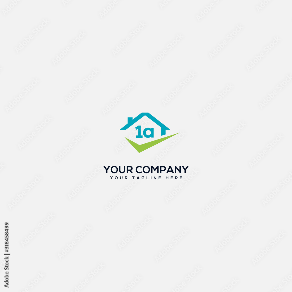 a one 1 logo design, simple check list A one logo home a one 1 logo design, simple check list A one logo home