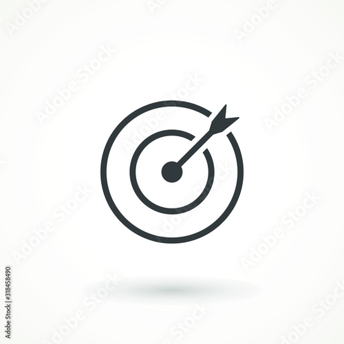 target icon. dart board. archery board. dartboard vector icon. Grey aim, arrow, Idea concept, perfect hit, winner, target goal icon. Success abstract pin logo