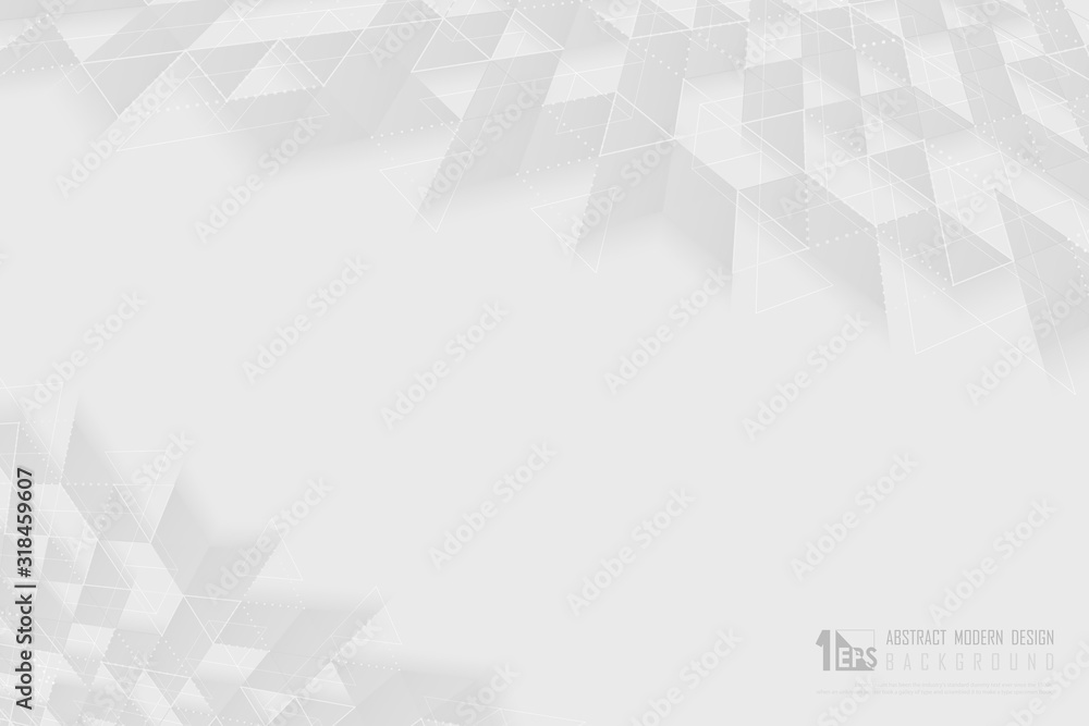Fototapeta premium Abstract gray and white triangles pattern design for technology design background. illustration vector eps10