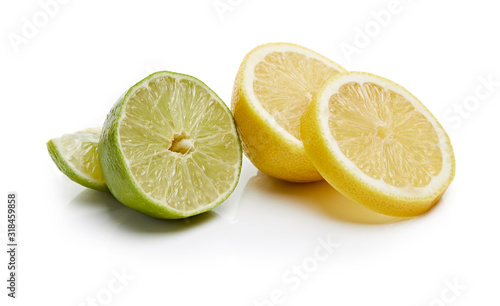 Lime and Lemon Isolated on White Background