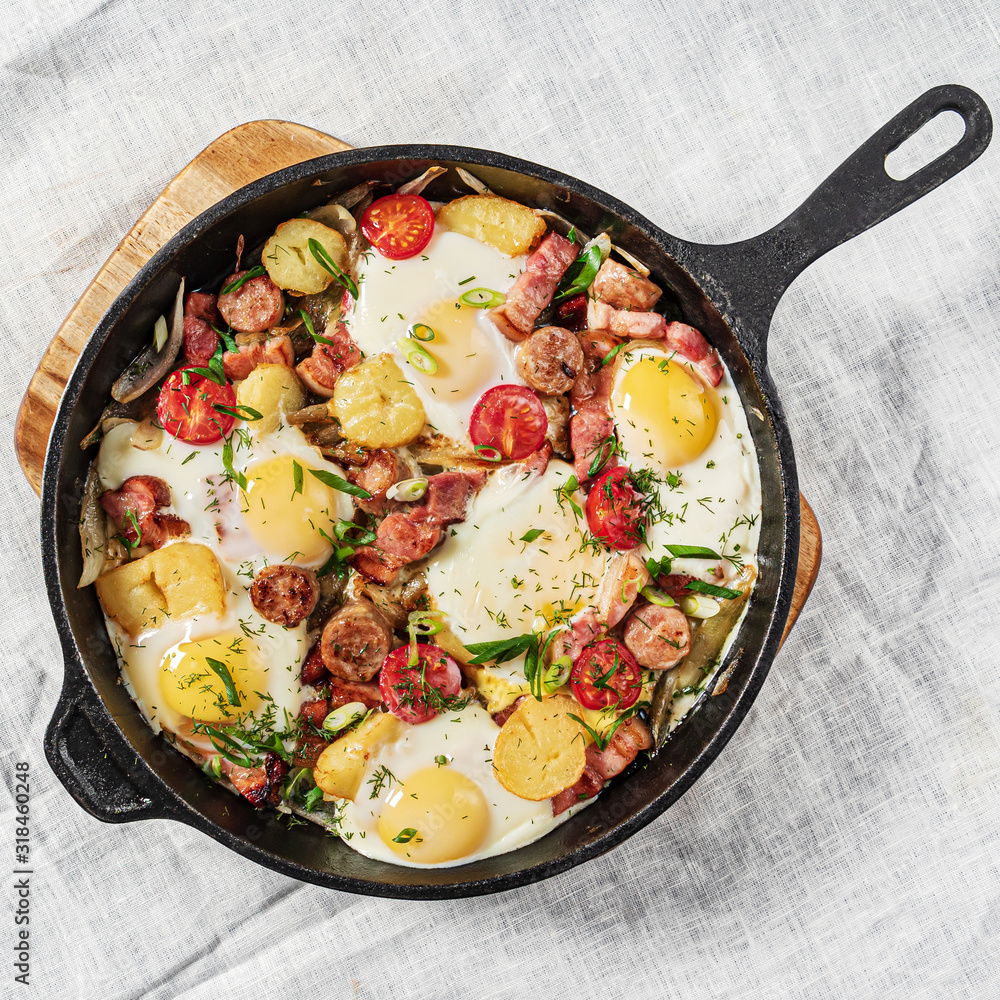 breakfast in the cast iron pan breakfast in the cast iron pan