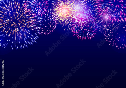 Colorful vector firework on dark blue background