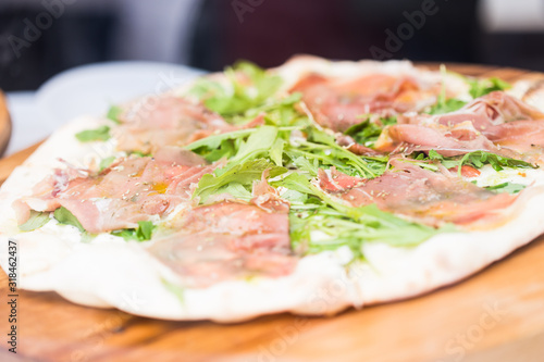 Street food festival concept - Hot homemade pizza ready to eat