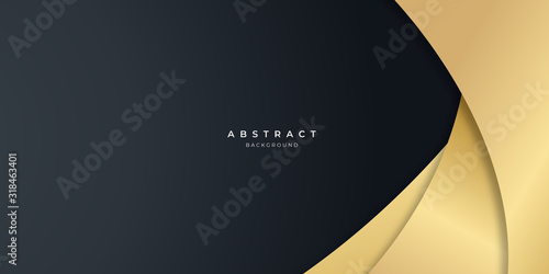 Fototapeta Naklejka Na Ścianę i Meble -  Black gold curve abstract background for presentation design.  